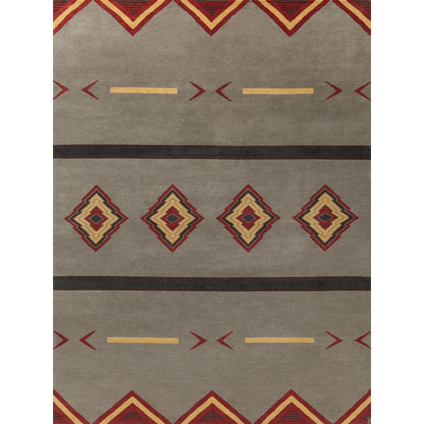New Moon Rugs Mesa HandKnotted Wool Southwestern Area Rug in Gray